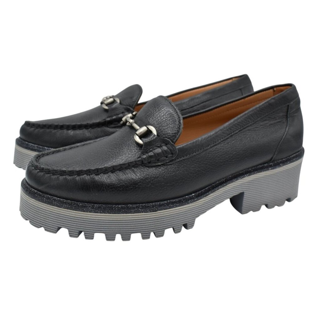 Johnston & Murphy Womens Size 10 Emmalynn Black Calfskin Loafers Shoes‎